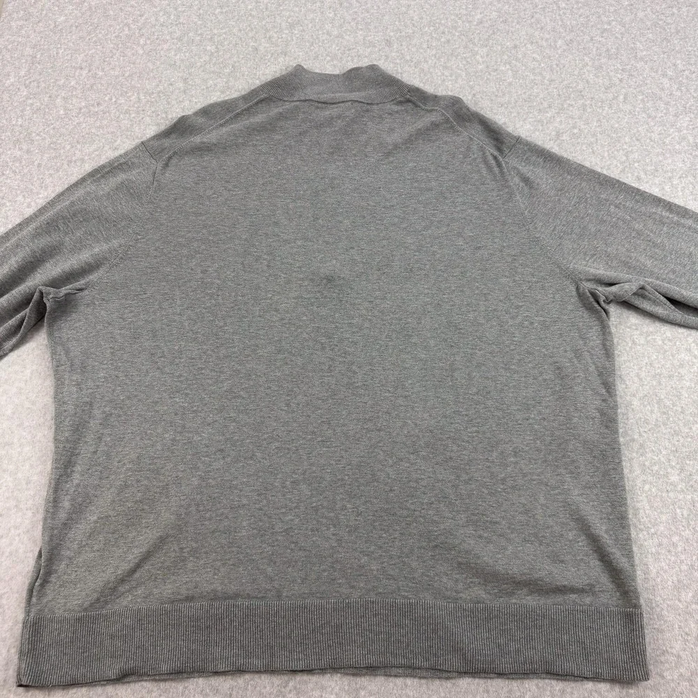 Brooks Brothers Sweater Mens 2XL Gray Supima Cotton 1/4 Zip Mock Neck Pullover